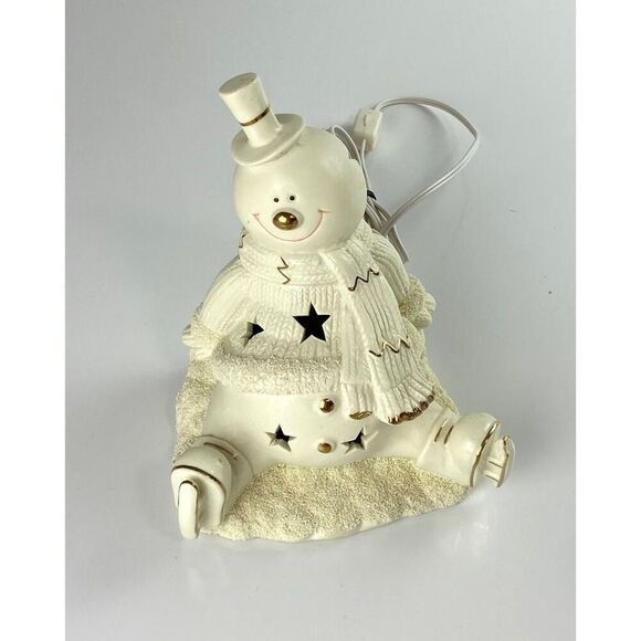 International Bazaar Snowman Night Light Porcelain 9" Tall In Box Winter CO0709 - Picture 2 of 10